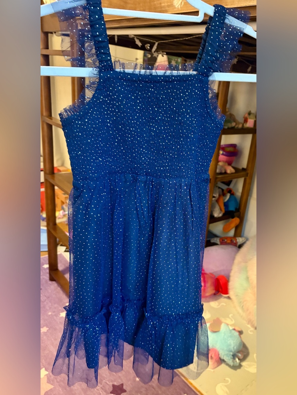 NWOT Crewcuts Navy Blue Tulle Party Dress with Sparkle, Size 7
